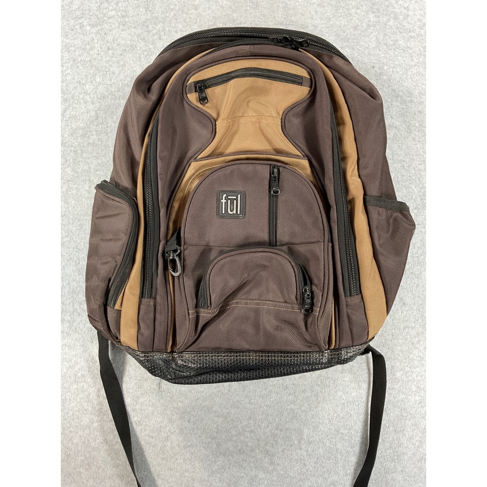 Ful Brown Tan Multi-Pocket Laptop Backpack Travel School Bag